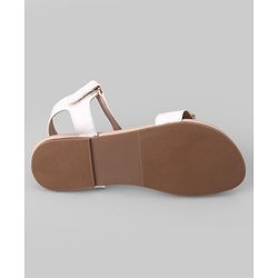 Pine Kids Velcro Closure Sandals With Floral Detailing - White