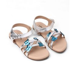 Pine Kids Buckle Closure Sandals With Butterfly Applique - Silver