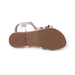 Pine Kids Buckle Closure Sandals With Butterfly Applique - Silver