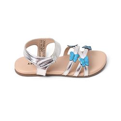 Pine Kids Buckle Closure Sandals With Butterfly Applique - Silver