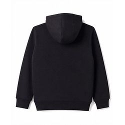Pine Kids Knit Full Sleeves Hooded Solid Colour Sweat Jacket with Kangaroo Pockets -  Black