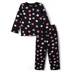 Pine Kids Cotton Knit Full Sleeves Polka Dots Printed Co-Ords T-Shirt & Pyjama Night Suit - Black