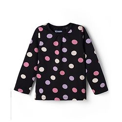 Pine Kids Cotton Knit Full Sleeves Polka Dots Printed Co-Ords T-Shirt & Pyjama Night Suit - Black