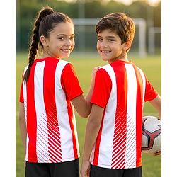 Pine Active Knit Half Sleeves Striped T-Shirt - Red & White