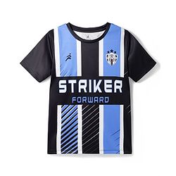 Pine Active Knit Half Sleeves Striped & Text Printed T-Shirt - Black
