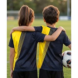 Pine Active Knit Half Sleeves Soccer Theme Printed T-Shirt - Yellow