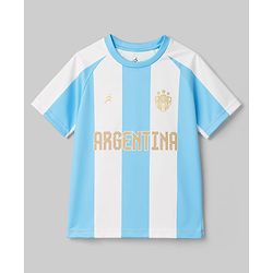 Pine Active Knit Half Sleeves Printed Football T-Shirt - White & Blue