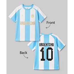 Pine Active Knit Half Sleeves Printed Football T-Shirt - White & Blue