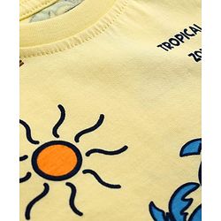 Pine Kids Cotton Knit Half Sleeves T-Shirt & Pyjama Co-ord Night Suit with Tree Print - Yellow