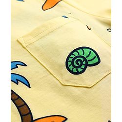 Pine Kids Cotton Knit Half Sleeves T-Shirt & Pyjama Co-ord Night Suit with Tree Print - Yellow