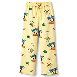 Pine Kids Cotton Knit Half Sleeves T-Shirt & Pyjama Co-ord Night Suit with Tree Print - Yellow
