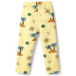 Pine Kids Cotton Knit Half Sleeves T-Shirt & Pyjama Co-ord Night Suit with Tree Print - Yellow
