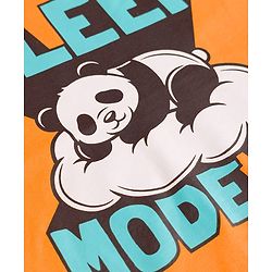 Pine Kids Cotton Knit Half Sleeves T-Shirt & Pyjama Night Suit With Panda & Text Print - Orange & Black