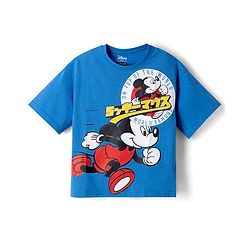 Pine Kids Disney Cotton Knit T-Shirt with Mickey Mouse Graphic Half Sleeves Round Neck Royal Blue 4-5 Years