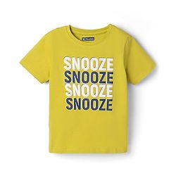 Pine Kids Cotton Knit Half Sleeves Text Printed T-Shirt & Pyjama Night Suit - Limegreen