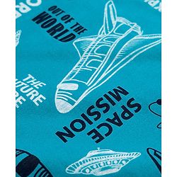Pine Kids Cotton Knit Full Sleeves T-Shirt & Pyjama Co-Ord Night Suit With Space Theme - Blue