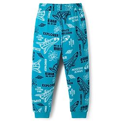 Pine Kids Cotton Knit Full Sleeves T-Shirt & Pyjama Co-Ord Night Suit With Space Theme - Blue