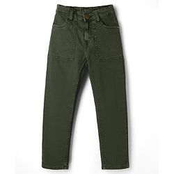 Pine Kids Denim Woven Full Length Solid Color Jeans - Green