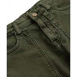 Pine Kids Denim Woven Full Length Solid Color Jeans - Green