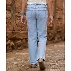Pine Kids Denim Woven Full Length Butterfly Embroidered Washed Jeans - Blue