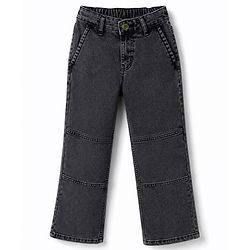 Pine Kids Denim Woven Full Length Washed Cut N Sew Jeans - Grey