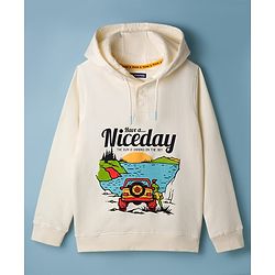 Pine Kids Cotton Knit Sweatshirt Hooded Neck Graphic Print Offwhite 4-5 Years