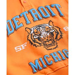 Pine Kids Cotton Knit Full Sleeves Hooded Sweatshirt With Tiger Print - Orange