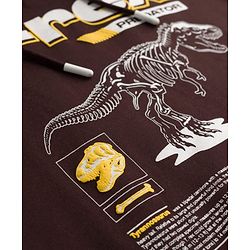 Pine Kids Cotton Knit Hooded Sweatshirt T-Rex Print Brown 4-5 Years