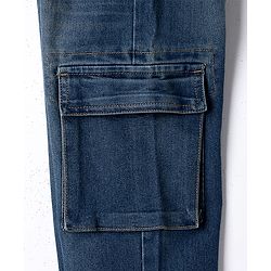 Pine Kids Woven Full Length Washed Denim Jeans - Blue