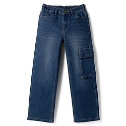 Pine Kids Woven Full Length Washed Denim Jeans - Blue