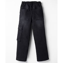 Pine Kids Woven Denim Full Length Jeans With Cargo Pockets in Black