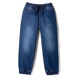 Pine Kids Denim Woven Full Length Washed Jeans - Navy Blue