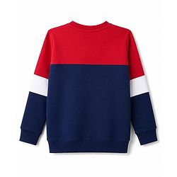Pine Kids 100% Cotton Knit Full Sleeves Text Printed Sweatshirt - Red & Navy Blue