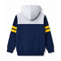 Pine Kids 100% Cotton Knit Full Sleeves Text Printed Hooded Sweatshirt - Navy Blue