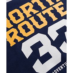 Pine Kids 100% Cotton Knit Full Sleeves Text Printed Hooded Sweatshirt - Navy Blue