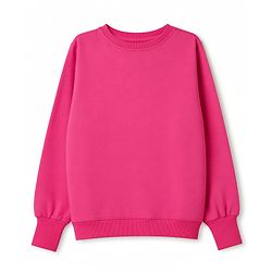 Pine Kids Cotton Knit Full Sleeves Sweatshirts With Sequin Detailing Bow - Pink