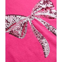 Pine Kids Cotton Knit Full Sleeves Sweatshirts With Sequin Detailing Bow - Pink
