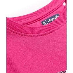 Pine Kids Cotton Knit Full Sleeves Sweatshirts With Sequin Detailing Bow - Pink