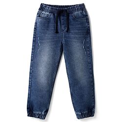 Pine Kids Woven Full Length Washed Denim Jeans - Blue