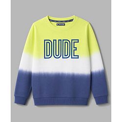 Pine Kids Cotton Knit  Full Sleeves Sweatshirt with Dude Print- Navy