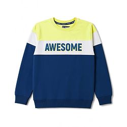 Pine Kids Cotton Knit Full Sleeves Sweatshirt with Awesome Print- Navy