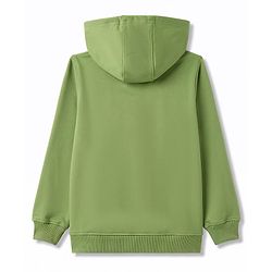 Pine Kids Cotton Knit Hooded Neck Sweatshirt with Leopard Graphic Print Green 4-5 Years