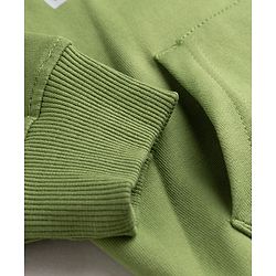 Pine Kids Cotton Knit Hooded Neck Sweatshirt with Leopard Graphic Print Green 4-5 Years
