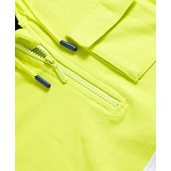 Pine Kids Cotton Knit Full Sleeves Hooded Colour Block Text Printed Sweat Shirt -Limegreen
