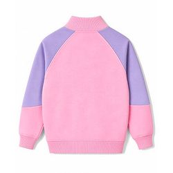 Pine Kids 100% Cotton Knit Raglan Full Sleeves Floral Printed Sweatshirt - Pink