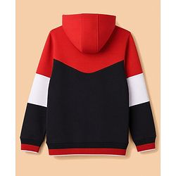 Pine Kids 100% Cotton Knit Full Sleeves Hooded Sweatjacket With   Text Embroidery - Red