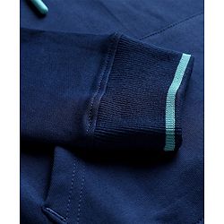 Pine Kids 100% Cotton Knit Full Sleeves Sweatshirt With Color Block Design & Kangaroo Pockets - Navy Blue