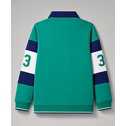 Pine Kids Cotton Knit Sweatshirt with Full Sleeves and Enjoy The Journey Text Print - Green