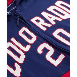 Pine Kids Cotton Knit Full Sleeves Hooded Cut & Sew Text Printed Sweat Jacket - Blue & Red