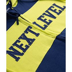 Pine Kids Cotton Knit Full Sleeves Colour Block Hooded Sweatshirt with Text Print- Navy